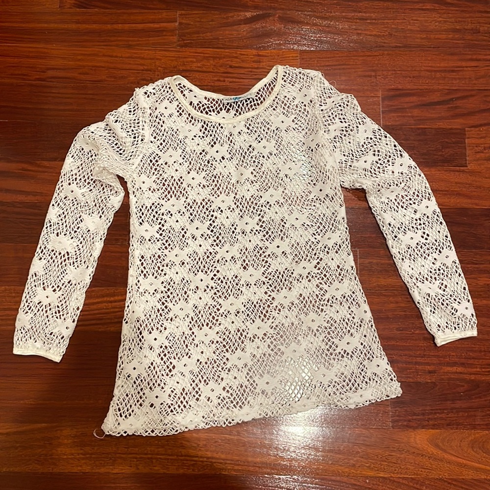 Sheer crochet beach top